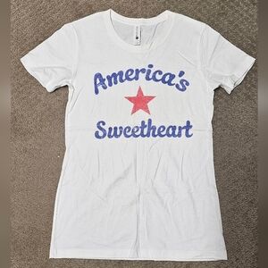 White Tee with Red Star and Blue Text